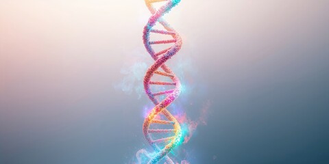 Colorful scientific background featuring a DNA helix for educational and research purposes