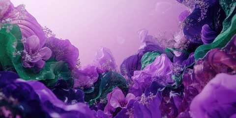 Purple and green textured floral pattern, ideal for layout backgrounds, Earth Day