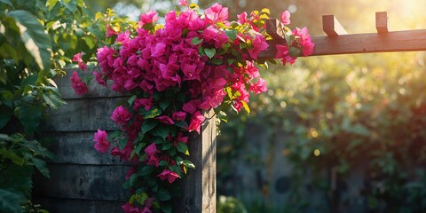 Decorative Bougainvillea with thorny stems serving as landscape feature, summer flowering plant