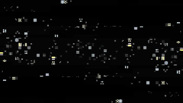tech glitch on black background footage for tech titles and damaged footage animation 4k footage, hacking and vhs block footage