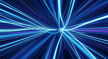 Abstract light trails dynamic blue lines against dark background