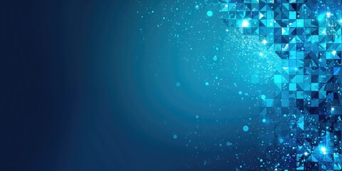 Digital blue mosaic artwork with an abstract backdrop serving as a visual background for digital interfaces