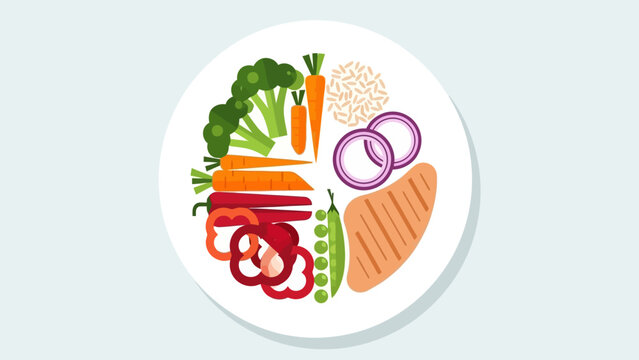 Healthy balanced meal on a plate, illustrating dietary guidelines for nutrition