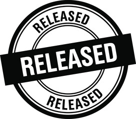 Black and white released stamp illustration