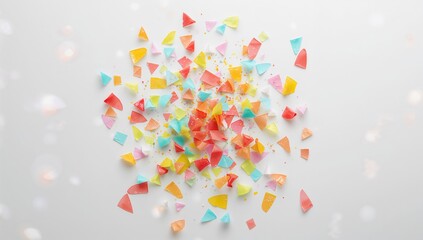 Brightly colored confetti on a surface serving as a background for celebratory layouts or party themes