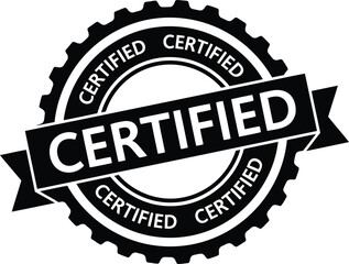 Black and white certified seal badge