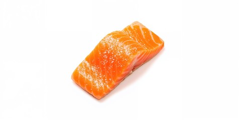 Lightly salted salmon fillet on white background used as a food photography backdrop, World Food Day