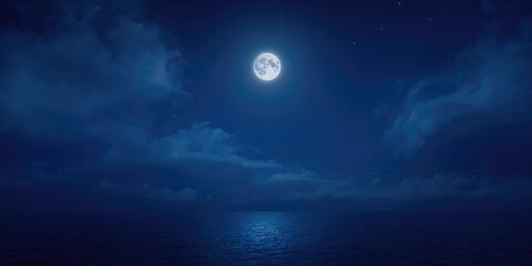 Obraz premium Moon and cloud scene, atmospheric background for text and layout, nighttime lighting, Earth Day