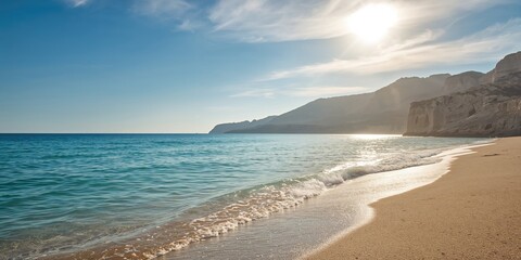 Obraz premium Matala beach on Crete, Greece, with layered cliffs and clear waters, serving as a popular tourist destination, Earth Day