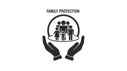 Family safety depicted within secure hands offering guardianship and assurance symbol