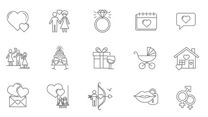 Fototapeta premium Collection of Valentines Day and Love Icons.