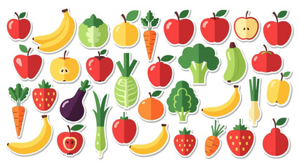 Delightful vector illustration featuring a vibrant collection of healthy fruits and vegetables