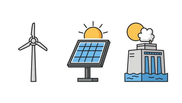 Illustrated icons showcasing various renewable energy sources promoting a sustainable future