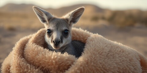 Young kangaroo in a man-made pouch, highlighting wildlife management and juvenile marsupial care