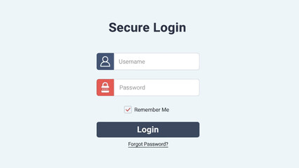 Clean and Minimalist Secure Login Interface Design for Web Applications Display