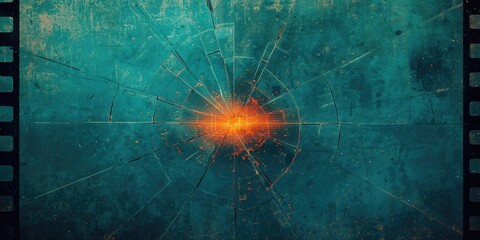 Dusty blue textured background with orange glitch effects and scratches, used for editorial header or UI backdrop, Earth Day