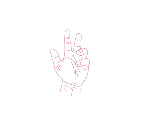 Obraz premium peace hand sign illustration with cute bunny