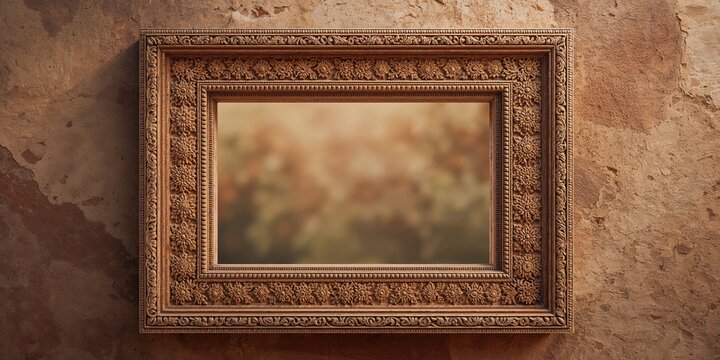 Detailed view of an old building's stone carved rectangular frame, serving as a historical architectural element