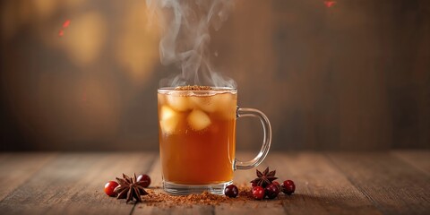 Hot apple orange cider with cinnamon spice, seasonal beverage for winter warmth, World Food Day