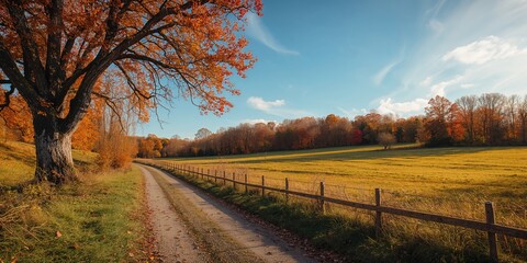 Naklejka premium Fall landscape in the Lower Rhine Region, Germany, highlighting seasonal change and natural erosion risk