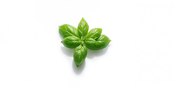 Basil plant with lush leaves arranged for food garnishing or seasoning, highlighting herb quality