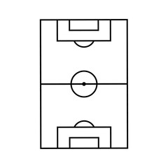 Football pitch plan with top-view texture. Soccer ground lines and court background. Flat vector illustration isolated on white background. © MdMamin