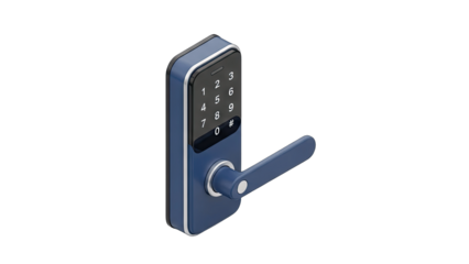 Smart Door Lock with Keypad and Handle Isolated on White