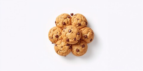Biscuits on white background, food, isolated, featuring chocolate and cake for dessert or breakfast options
