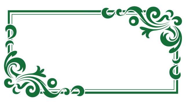 Ornate green decorative border frame with floral scrollwork design element