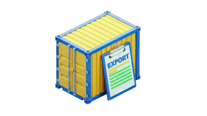 Shipping Container with Export Document - International Trade Concept