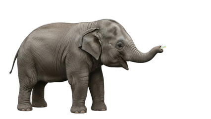 Obraz premium Young Asian Elephant Standing and Lifting Trunk, Isolated Animal Shot isolated PNG with Transparent Background