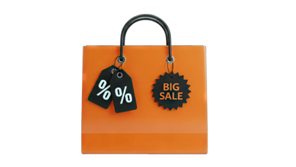 Shopping Bag with Sale Tags - Discount Offer Concept