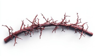 Obraz premium Dark wood branch with twigs isolated on white background nature concept