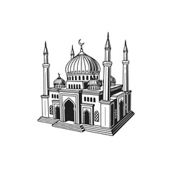 Fototapeta premium Elegant Islamic Mosque Architecture Outline