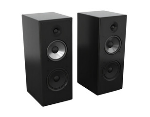 Sleek black audio speakers showcasing modern design 