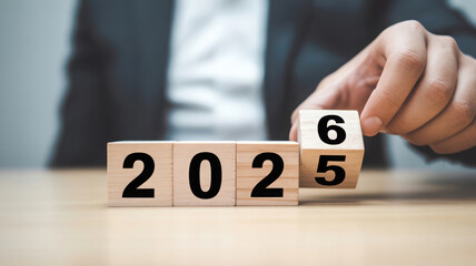 Changing the year to 2026 on wooden blocks