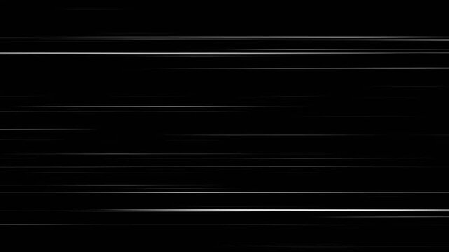 Black anime background, manga speed line motion 4K video animation. Anime Horizontal Speed Lines Seamless recurring speed line background.