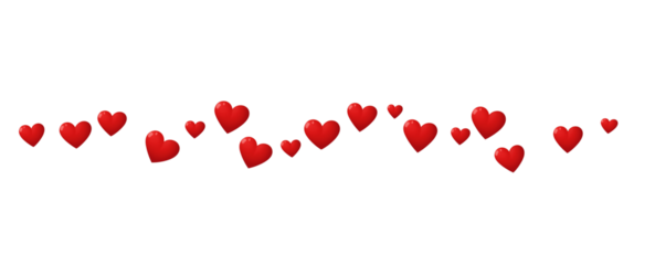 Red Hearts Border isolated on a transparent background