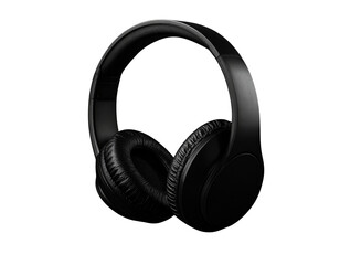 Sleek black wireless headphones on a dark background