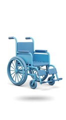 Fototapeta premium Blue Wheelchair on White Background - Mobility and Accessibility Aid.