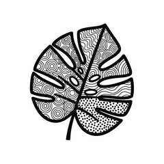 Mandala maple leaf detailed outline vector illustration