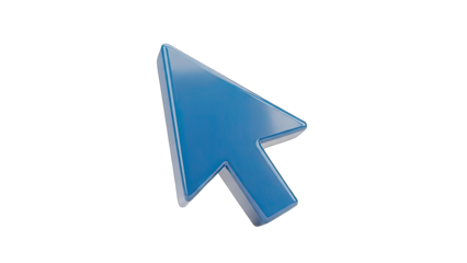 Glossy Blue Computer Mouse Cursor Arrow Pointing Forward Isolated on Transparent Background Digital Graphic Element