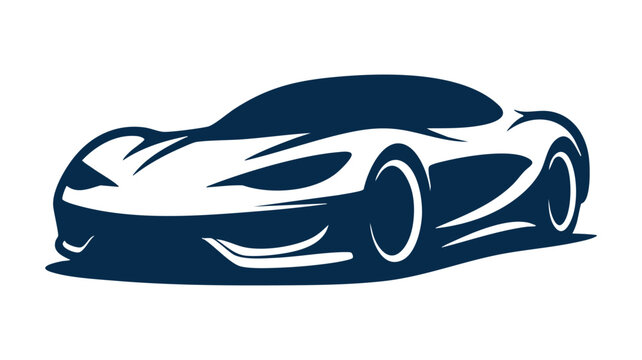 Sleek and dynamic design of a high-performance sports car presented as a simple icon