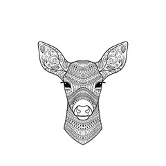 Mandala deer head artistic outline vector illustration