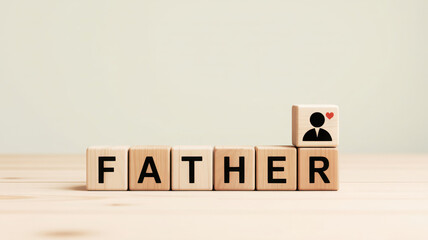 Father's day concept with wooden blocks and heart symbol