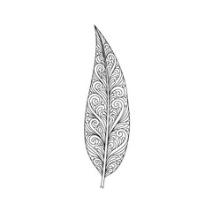 Mandala geometric fan palm leaf outline vector illustration