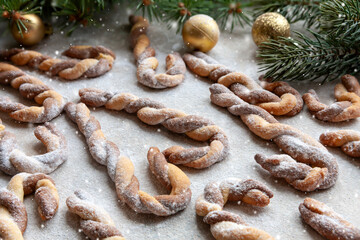 Homemade Shortbread Cookies in the Shape of Santa's Staff
