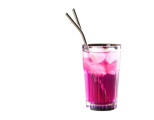 Stylish purple glass with a straw on a black background