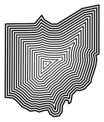 Symbol Map of the State Ohio (United States of America) showing the state border buffered inside with black tapering lines