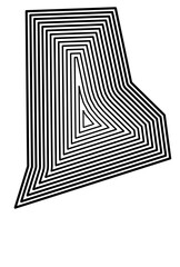 Symbol Map of the State Rhode Island (United States of America) showing the state border buffered inside with black tapering lines